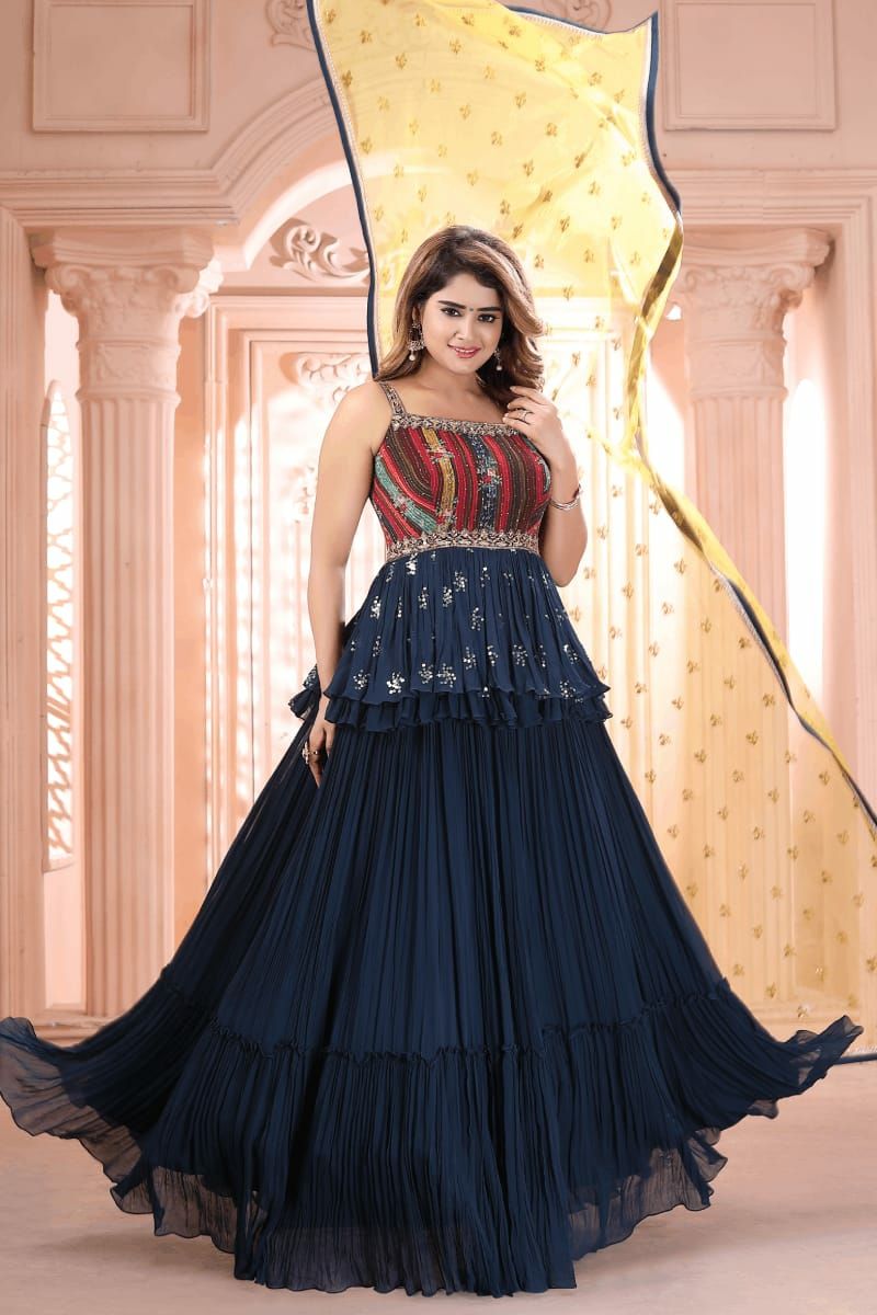 ThaRang Collections - *TRC new launch * Beautiful Party Wear Gown*  Fabric-Silk Inner :- Cotton Thread embroidery Size:-M-4XL | Facebook